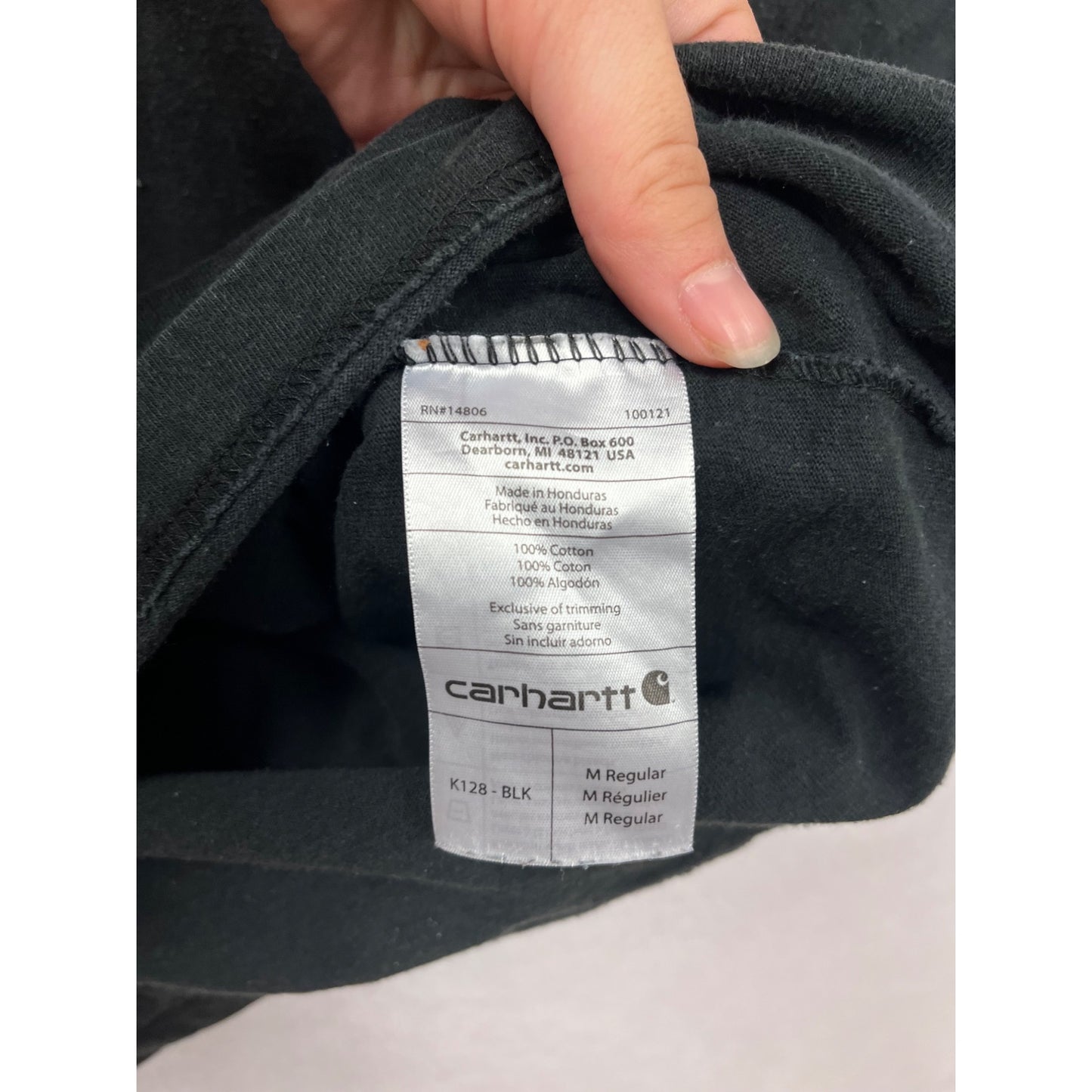 Carhartt Black Long-Sleeve Henley Shirt M #8950