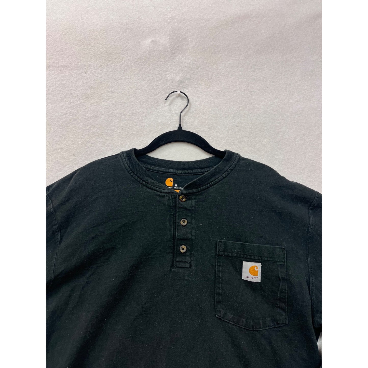 Carhartt Black Long-Sleeve Henley Shirt M #8950