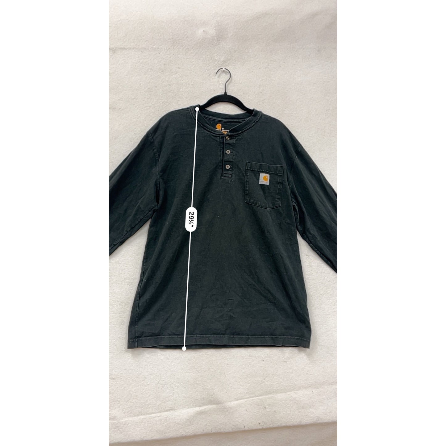 Carhartt Black Long-Sleeve Henley Shirt M #8950