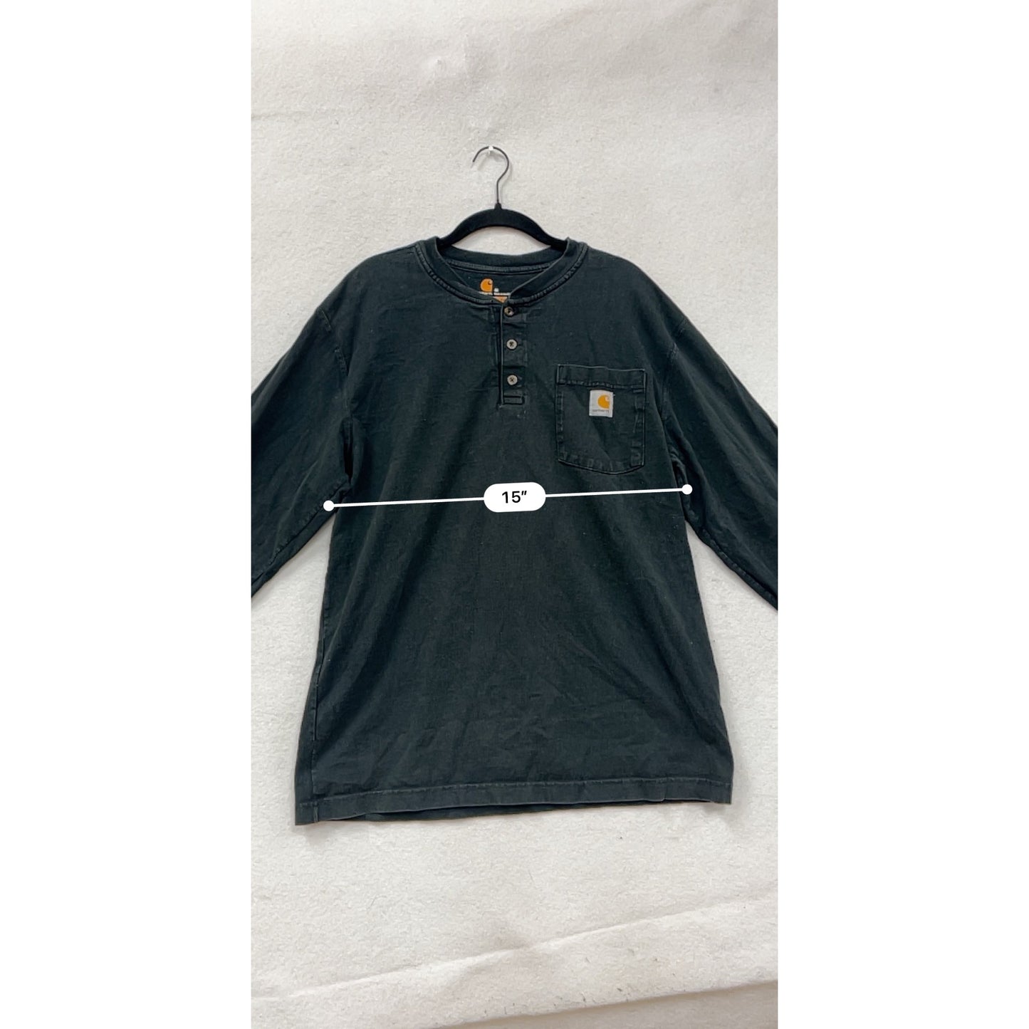 Carhartt Black Long-Sleeve Henley Shirt M #8950