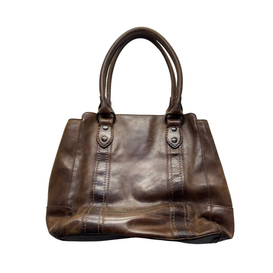 Frye Brown Leather Tote Bag With Double Handles & Interior Pockets #9713