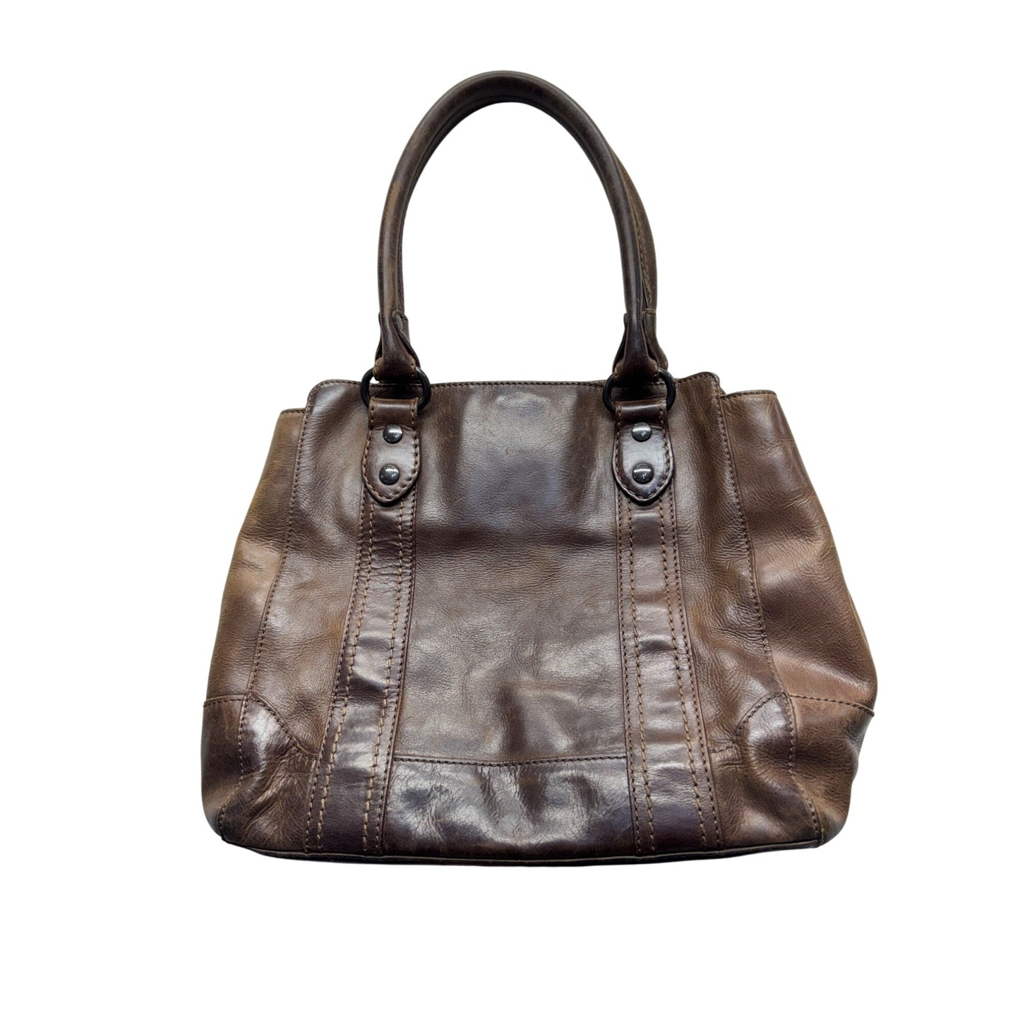 Frye Brown Leather Tote Bag With Double Handles & Interior Pockets #9713