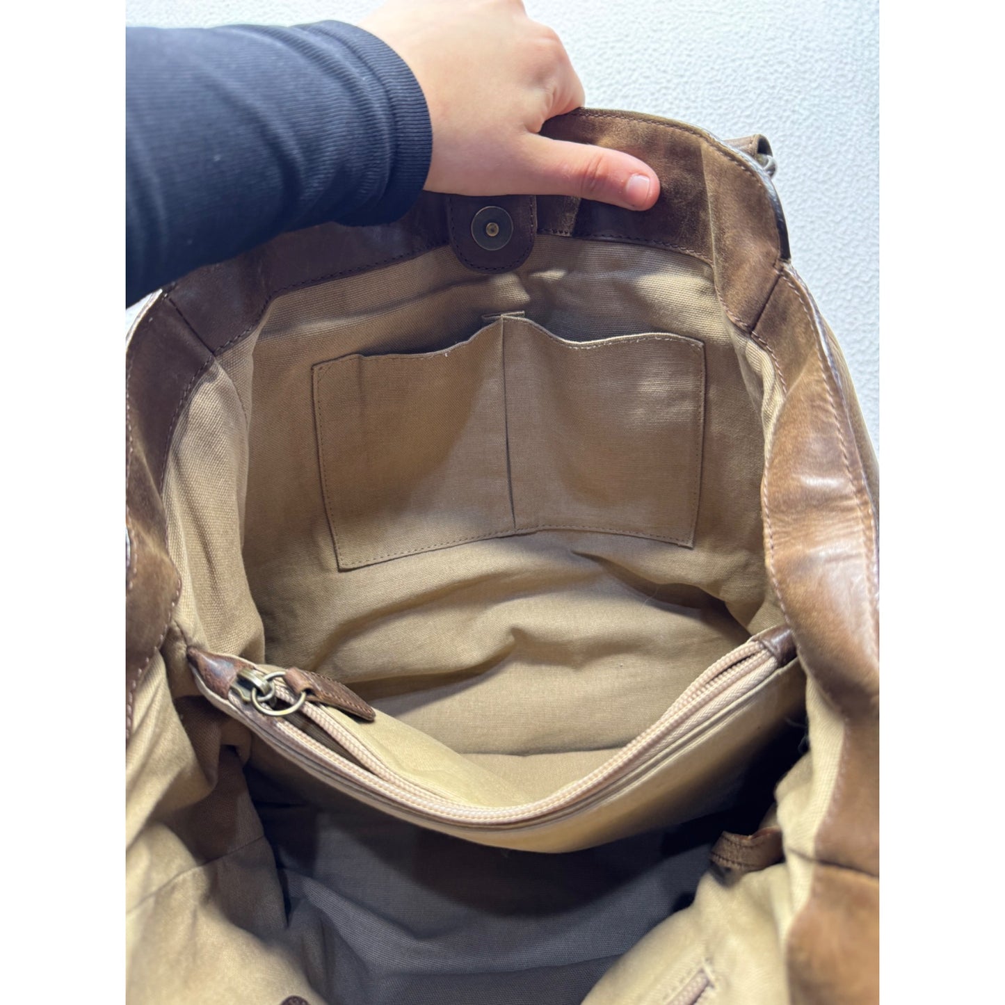 Frye Brown Leather Tote Bag With Double Handles & Interior Pockets #9713