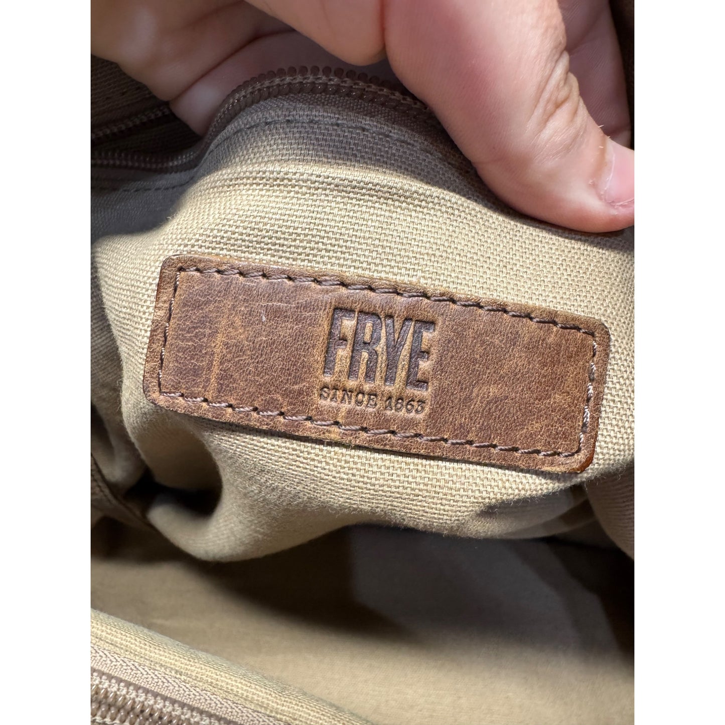 Frye Brown Leather Tote Bag With Double Handles & Interior Pockets #9713