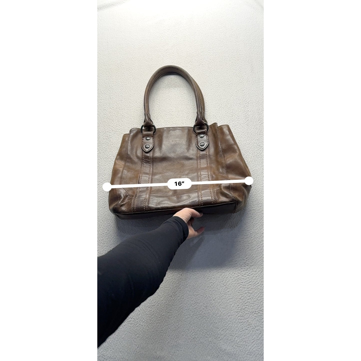 Frye Brown Leather Tote Bag With Double Handles & Interior Pockets #9713