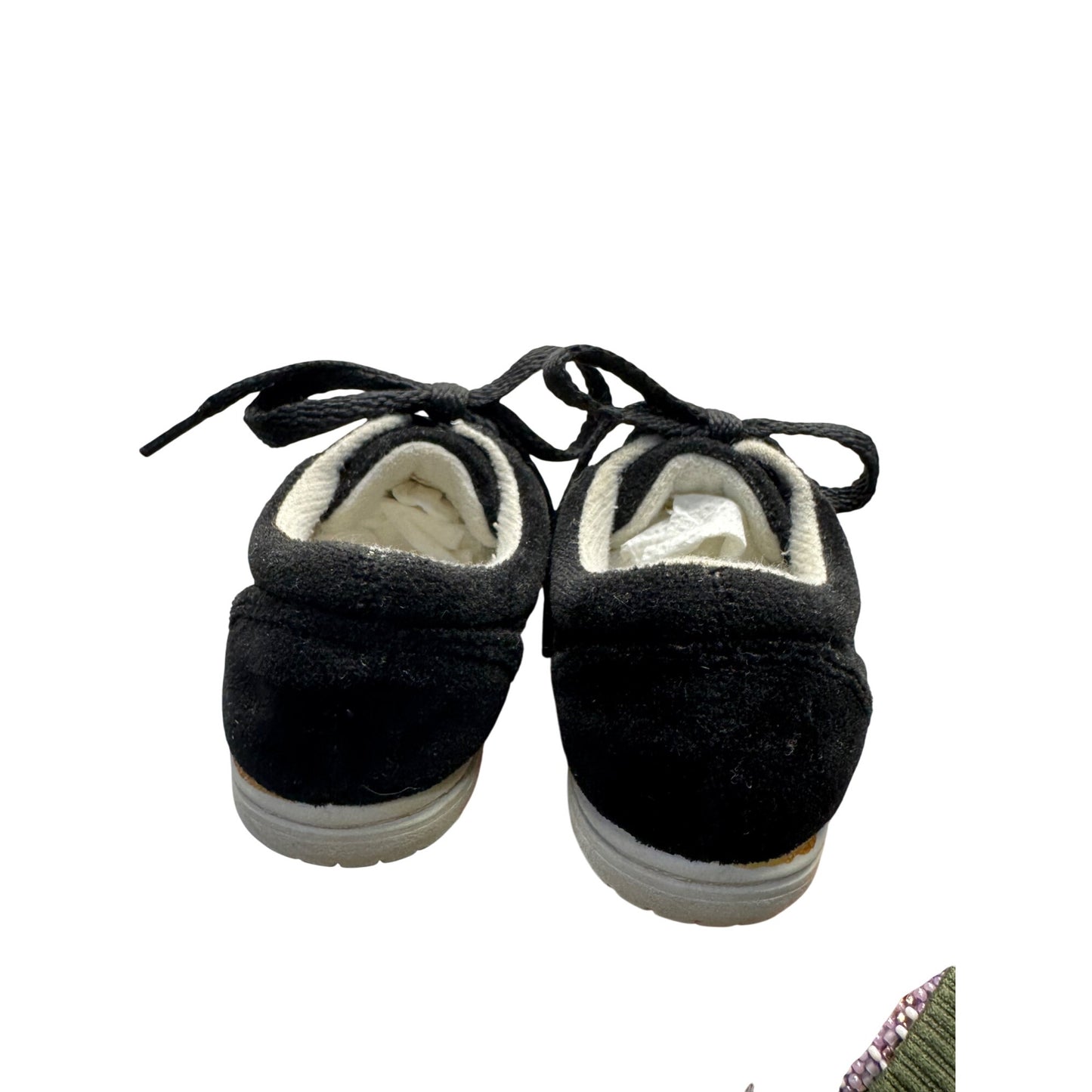 Black Suede Toddler Shoes With Laces & Rubber Soles Size 5 Lightweight #9296