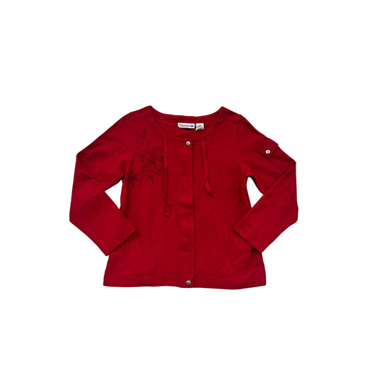 Red Embroidered Long Sleeve Top #8649