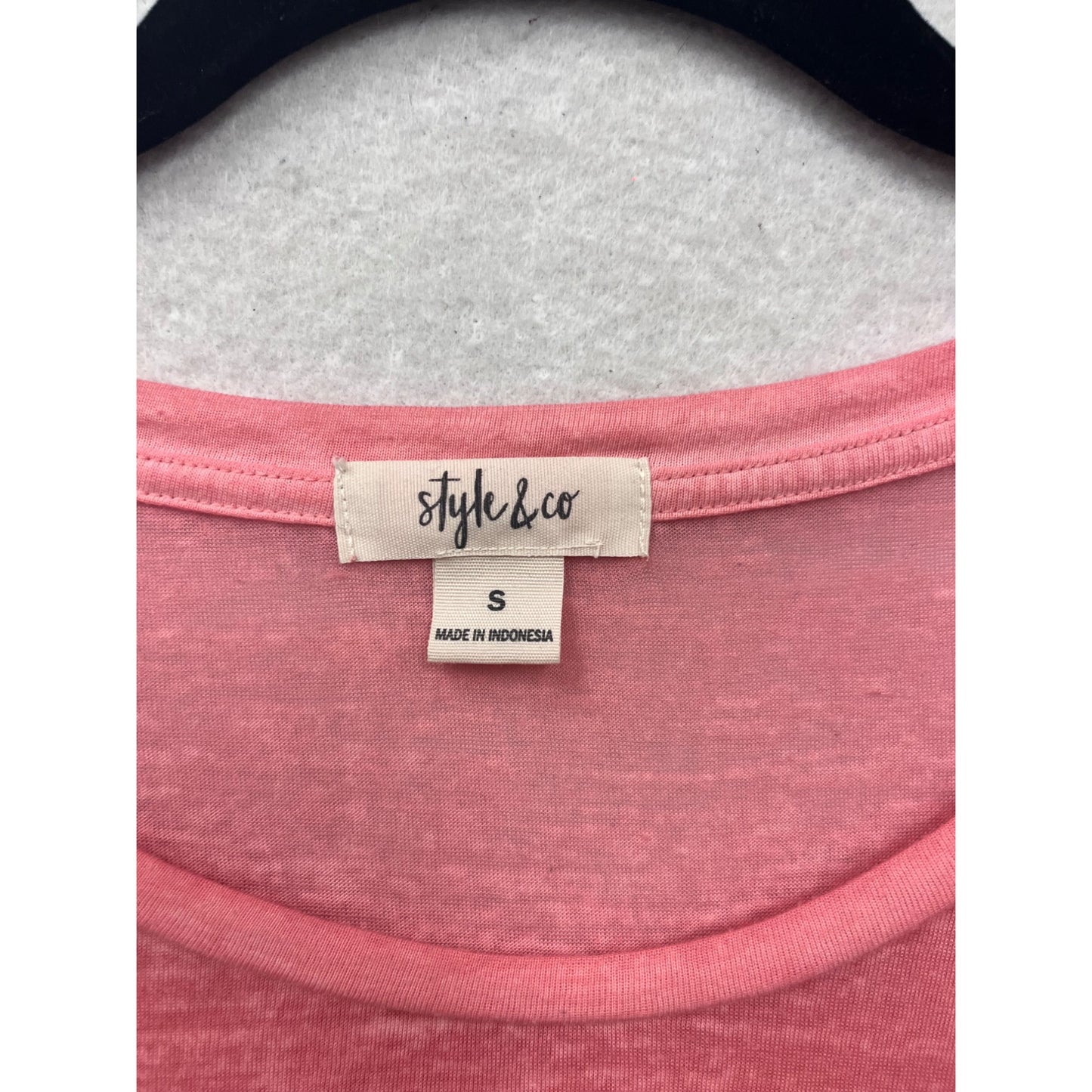 Style & Co Pink Short-Sleeve Sheer Pocket T-Shirt S #8515
