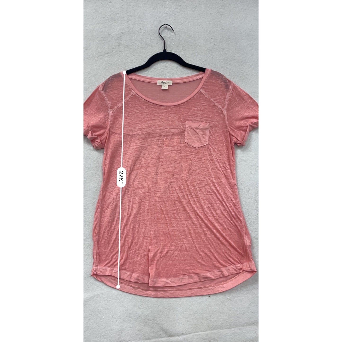 Style & Co Pink Short-Sleeve Sheer Pocket T-Shirt S #8515