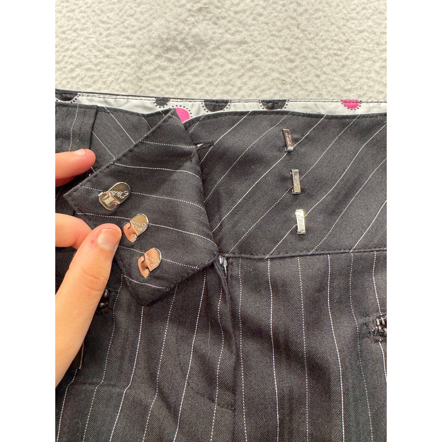 Joe Benbasset  Pinstripe Gray Dress Pants With Zipper Pockets Size M #19B