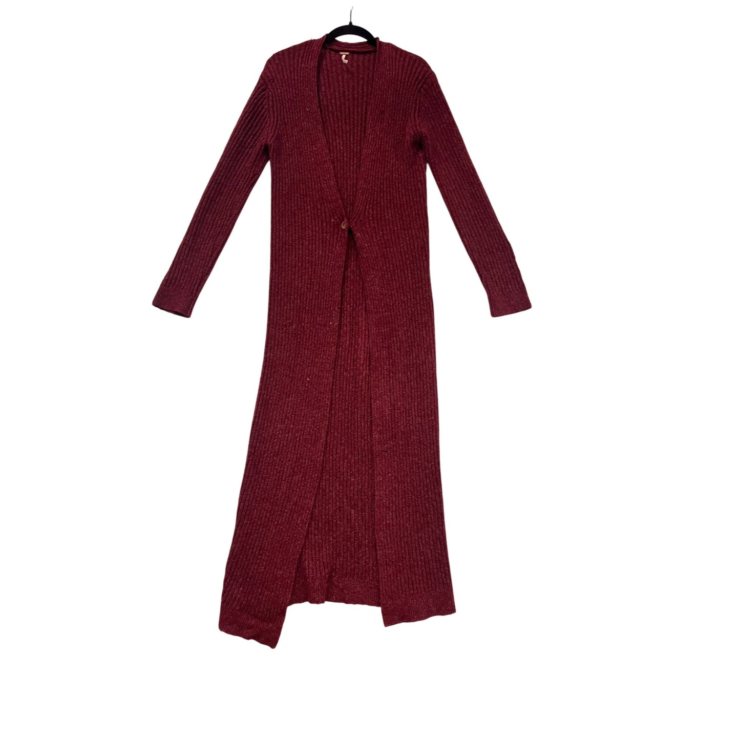 Free People Burgundy Ribbed Longline Cardigan Sweater #672A