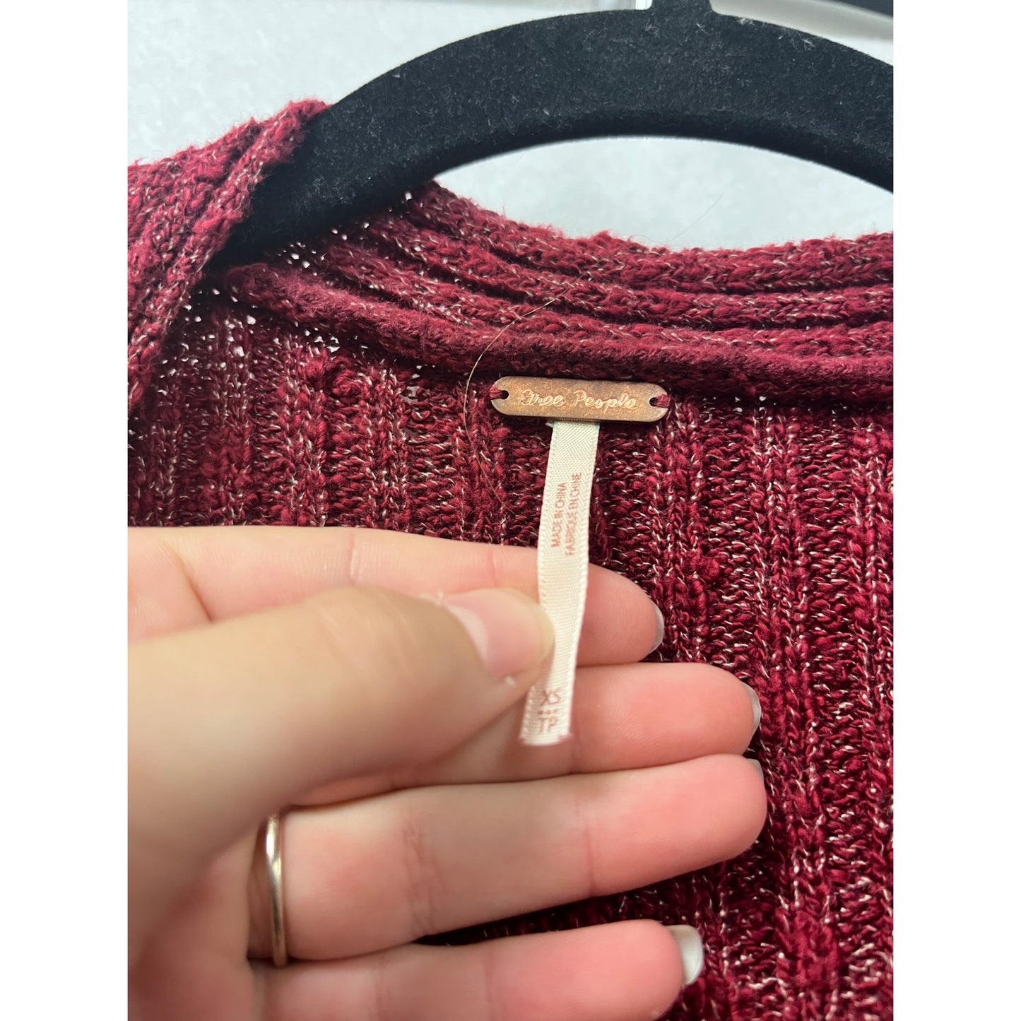 Free People Burgundy Ribbed Longline Cardigan Sweater #672A