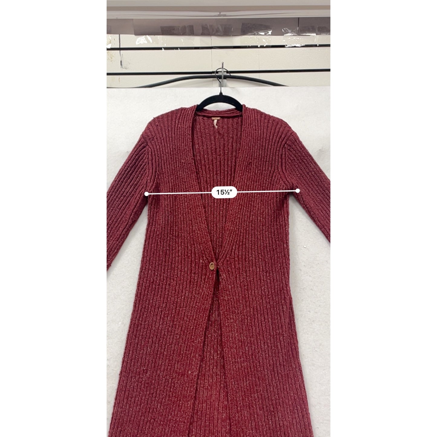 Free People Burgundy Ribbed Longline Cardigan Sweater #672A