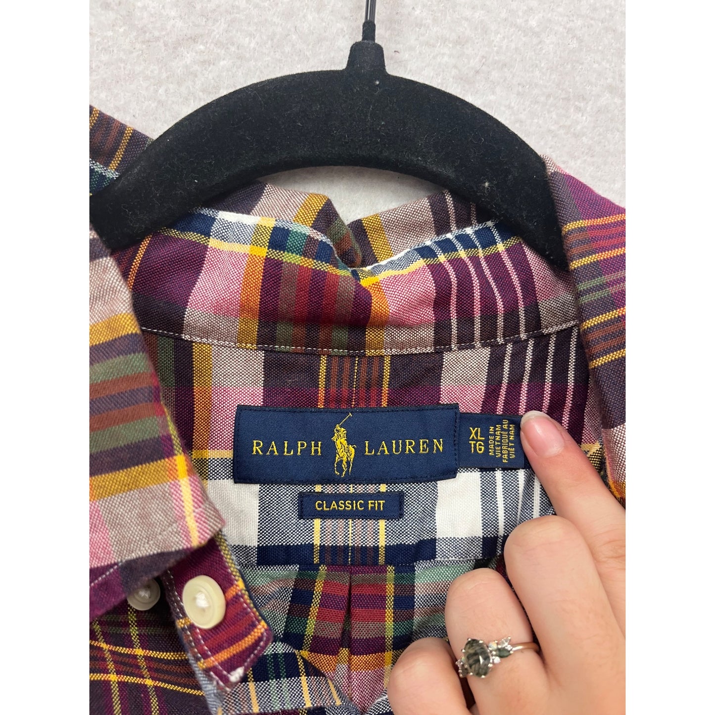 Ralph Lauren Classic Fit Plaid Short Sleeve Shirt XL #597A