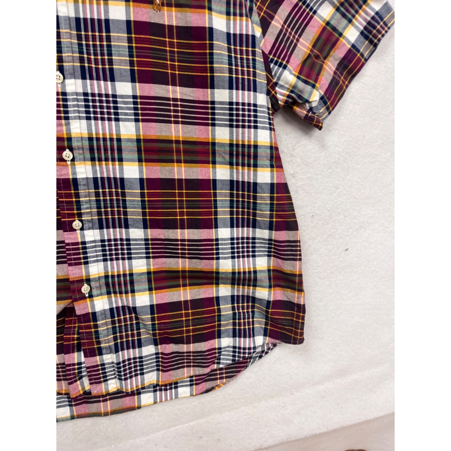Ralph Lauren Classic Fit Plaid Short Sleeve Shirt XL #597A