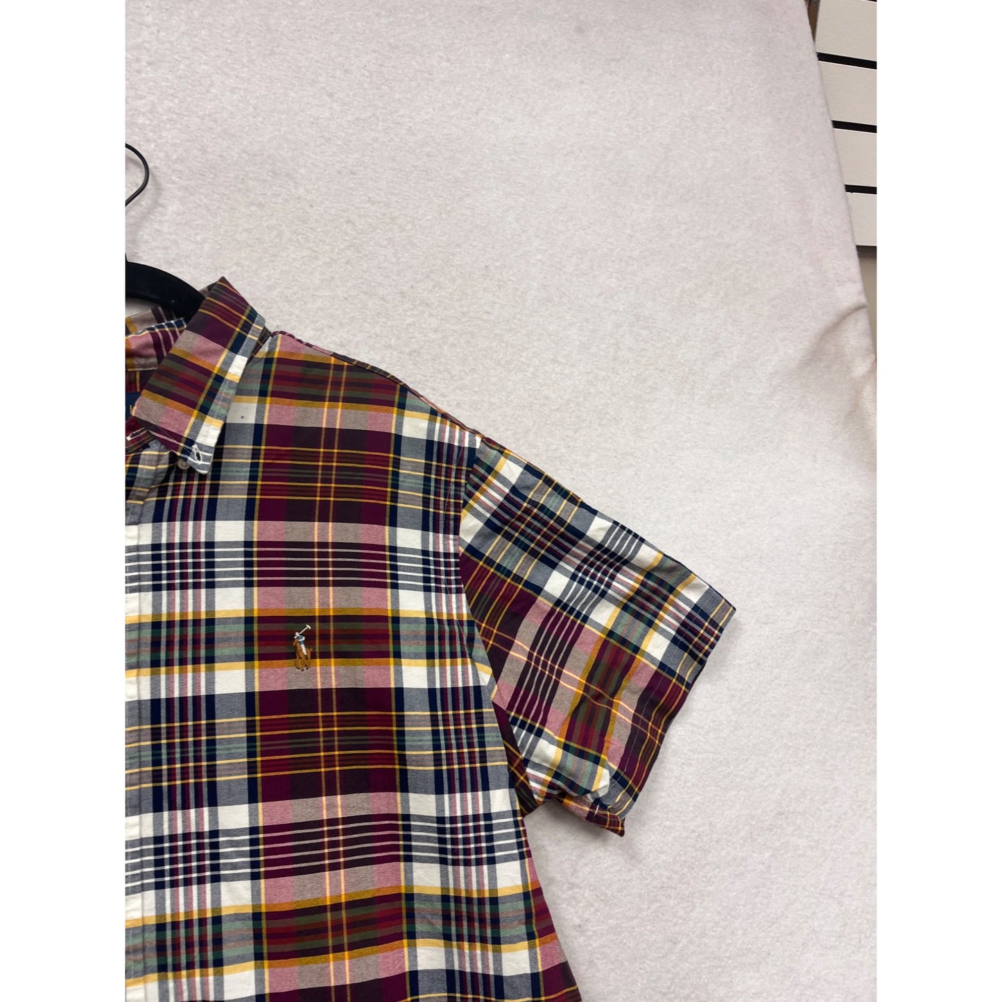 Ralph Lauren Classic Fit Plaid Short Sleeve Shirt XL #597A