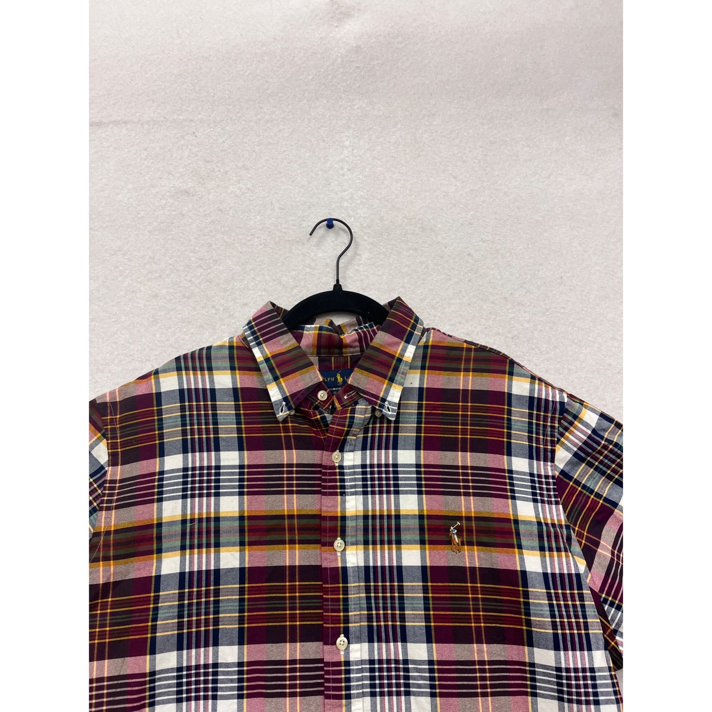 Ralph Lauren Classic Fit Plaid Short Sleeve Shirt XL #597A