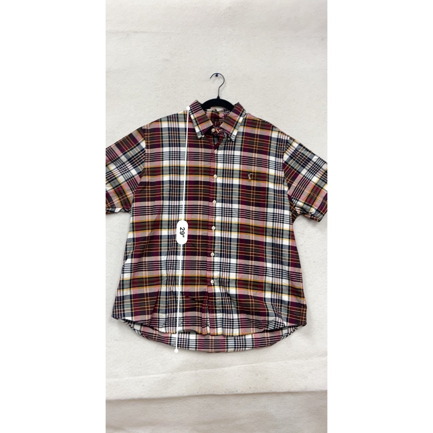 Ralph Lauren Classic Fit Plaid Short Sleeve Shirt XL #597A