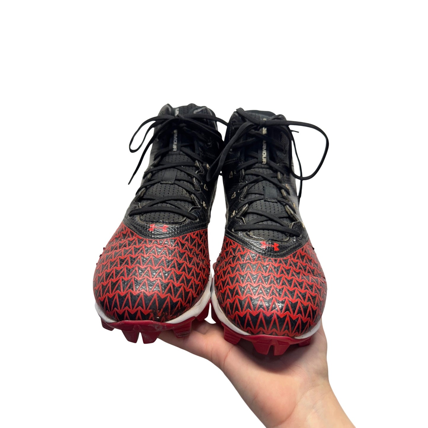 Under Armour Mens Football Cleats Size 10 Black & Red 9483