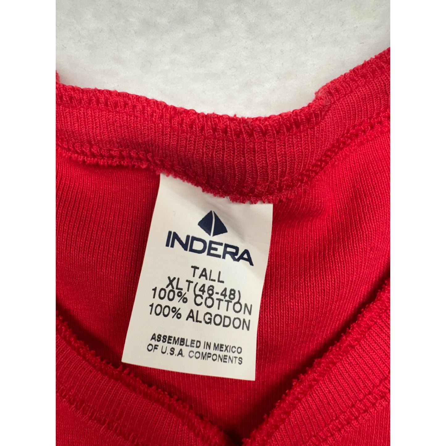 Indera Red Union Suit XLT 100% Cotton Long Underwear Thermal One-Piece #9352