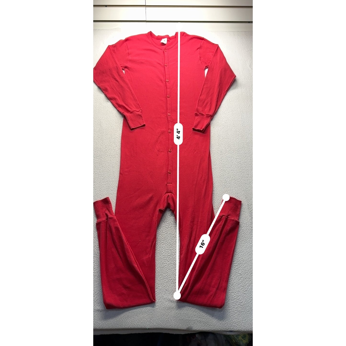 Indera Red Union Suit XLT 100% Cotton Long Underwear Thermal One-Piece #9352