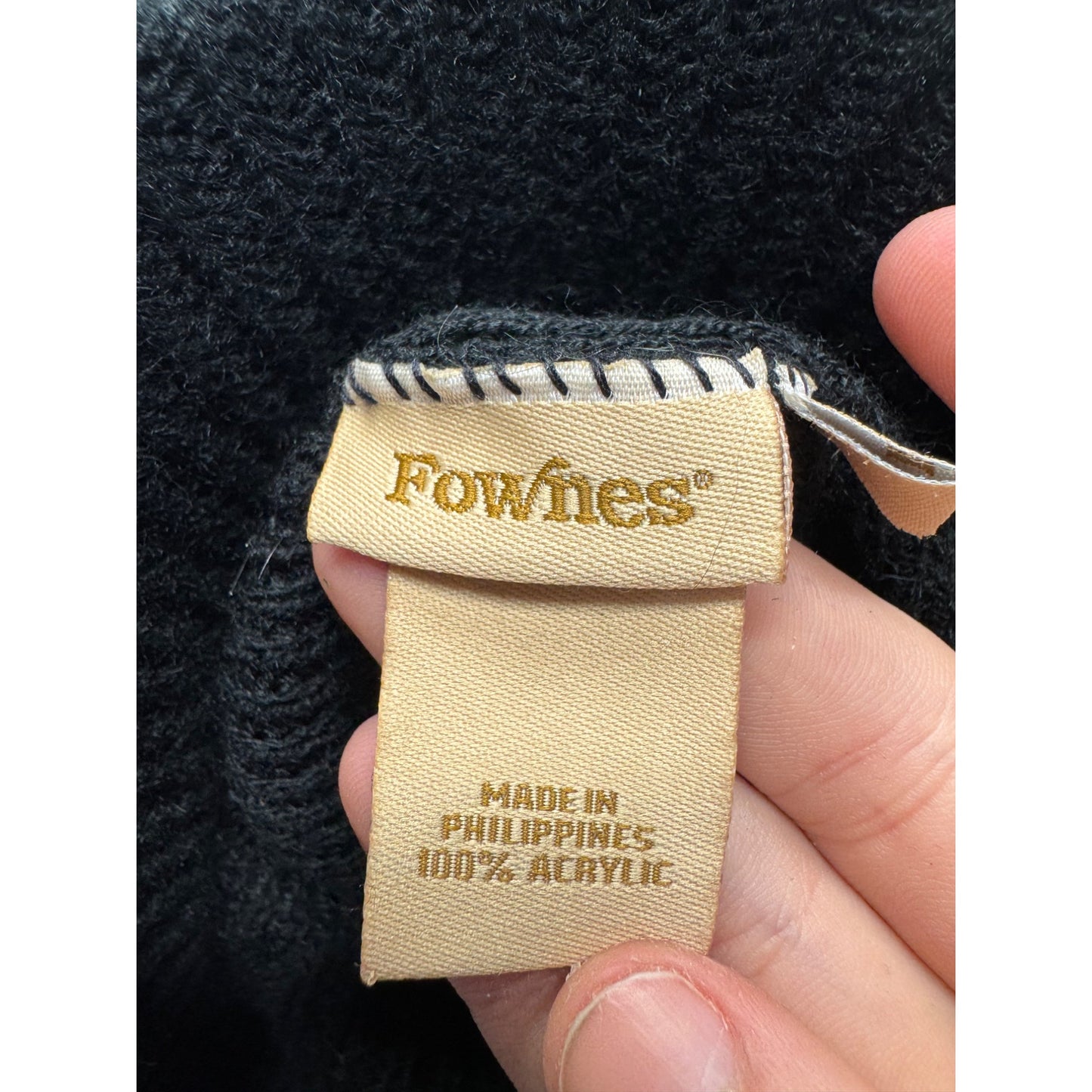 Fownes Black Acrylic Newsboy Cap One Size Made In Philippines #9614