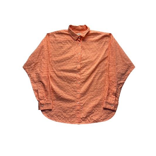 Loft Womens Button-Up Textured Orange Shirt #222B