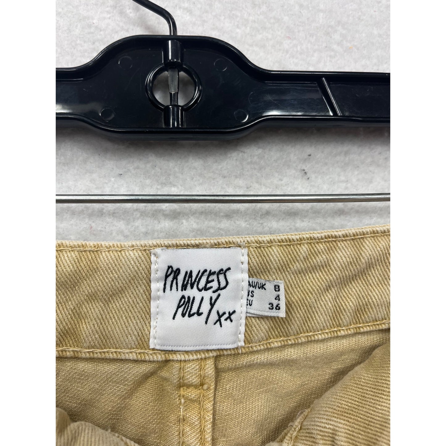 Princess Polly Size 4 High-Waisted Tan Denim Shorts #871A