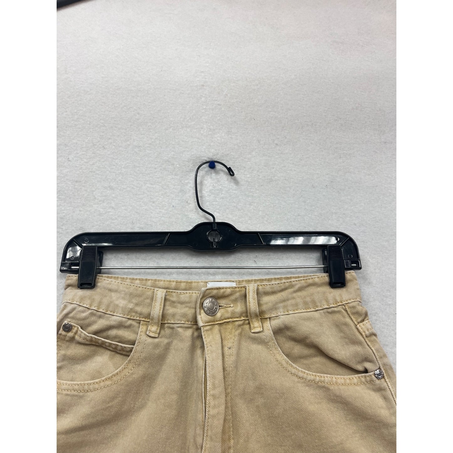 Princess Polly Size 4 High-Waisted Tan Denim Shorts #871A