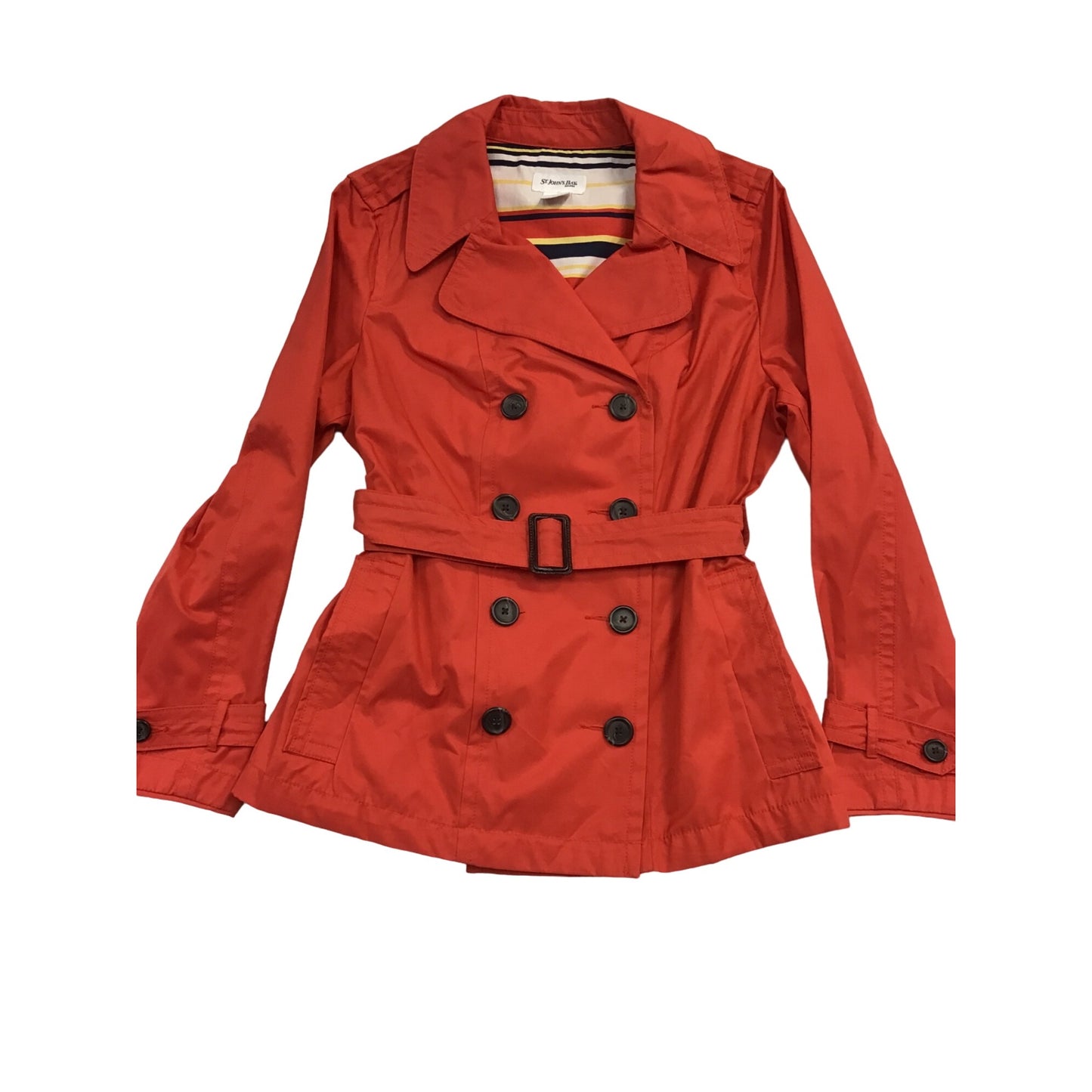 St. Johns Bay Womens Double-Breasted Belted Trench Coat XL Orange #208