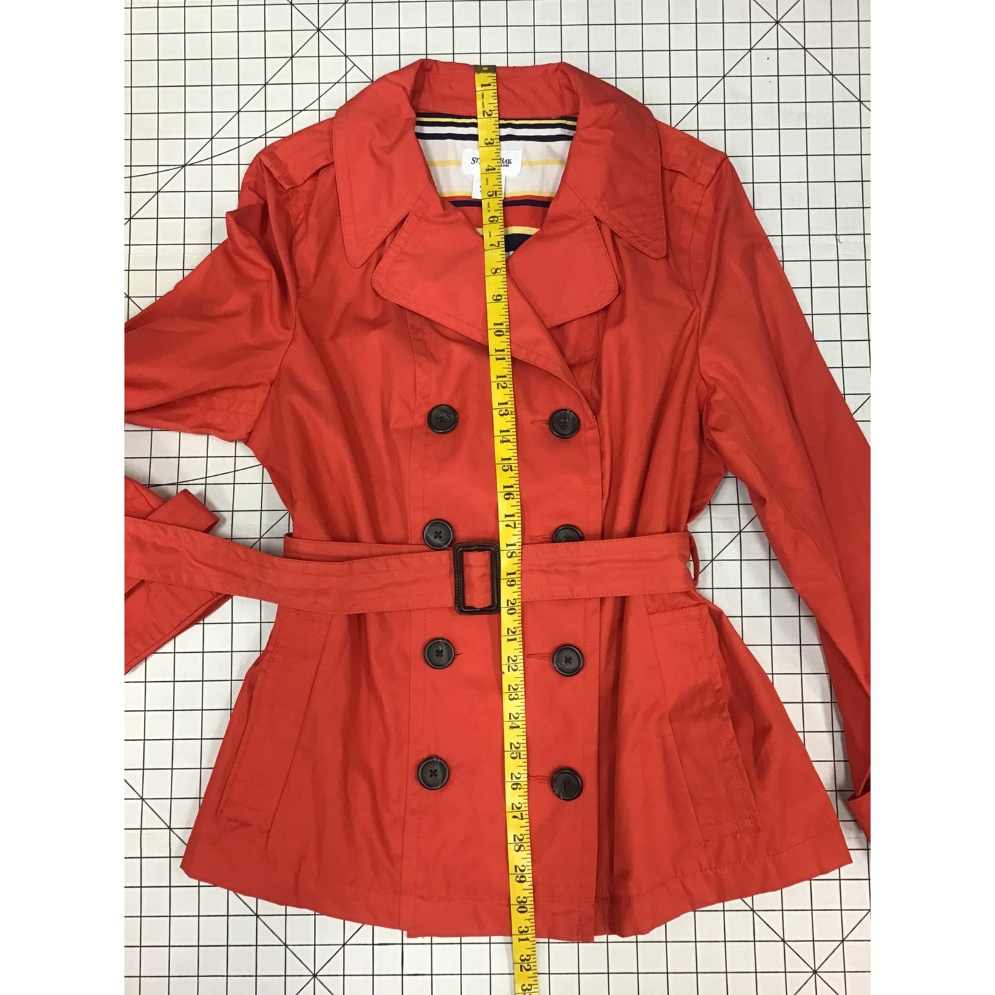 St. Johns Bay Womens Double-Breasted Belted Trench Coat XL Orange #208