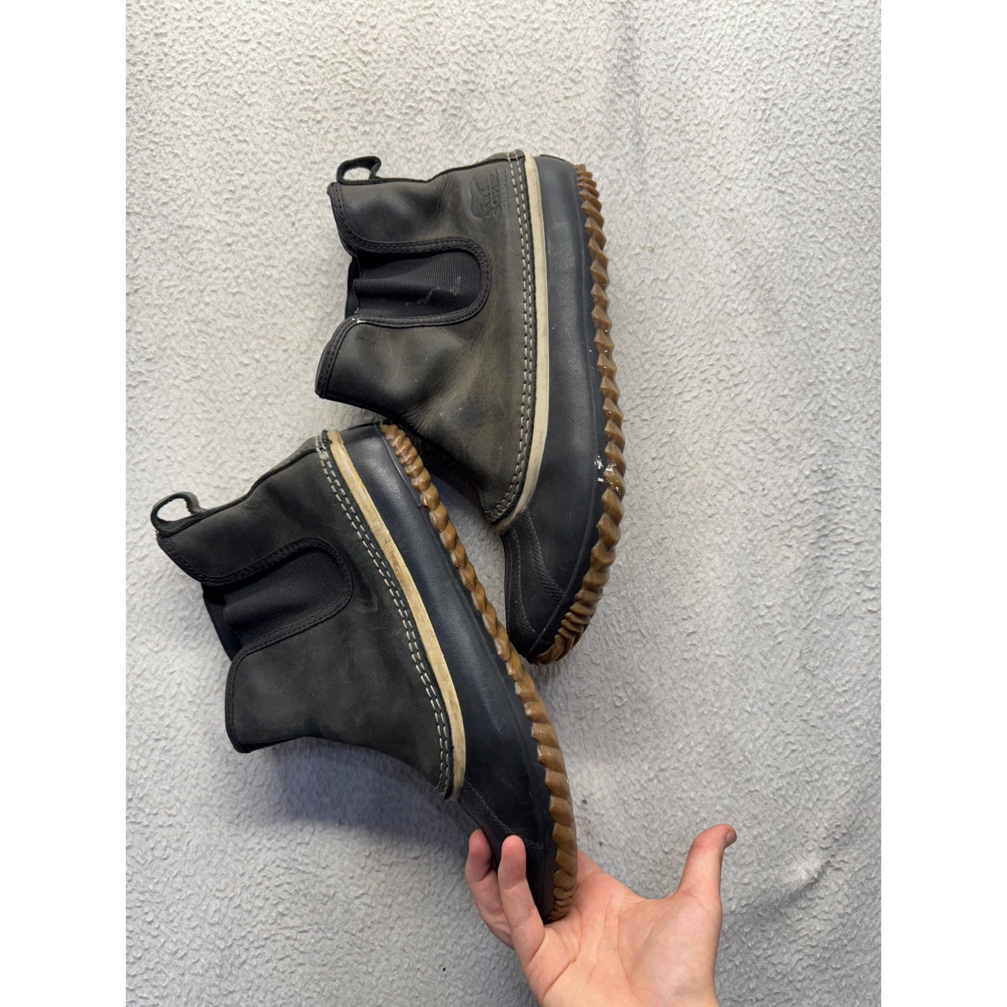 Sorel Waterproof Ankle Duck Boots Black Leather Rubber Sole #142B