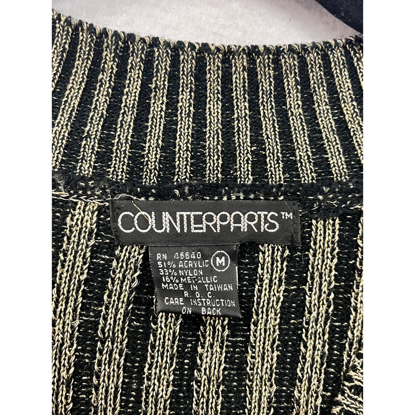 Vintage Counterparts Metallic Knit V-Neck Sweater Womens #30A
