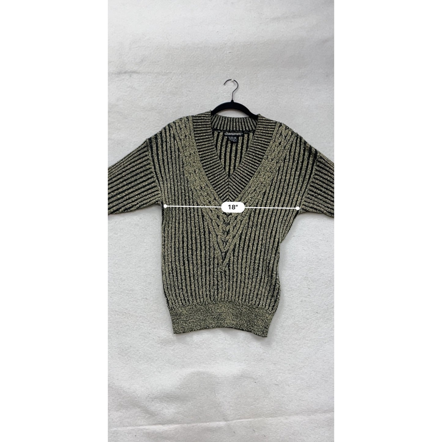 Vintage Counterparts Metallic Knit V-Neck Sweater Womens #30A