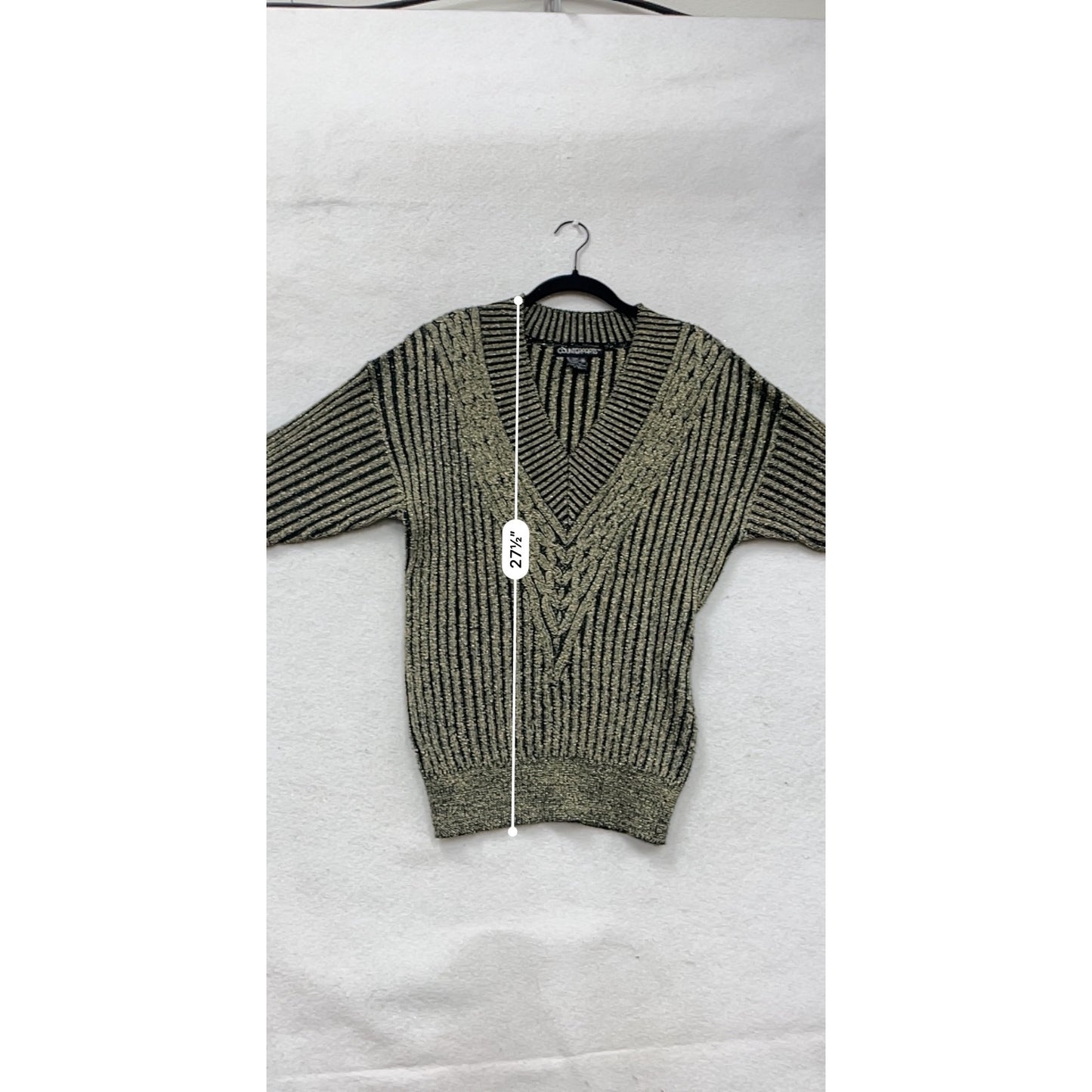 Vintage Counterparts Metallic Knit V-Neck Sweater Womens #30A