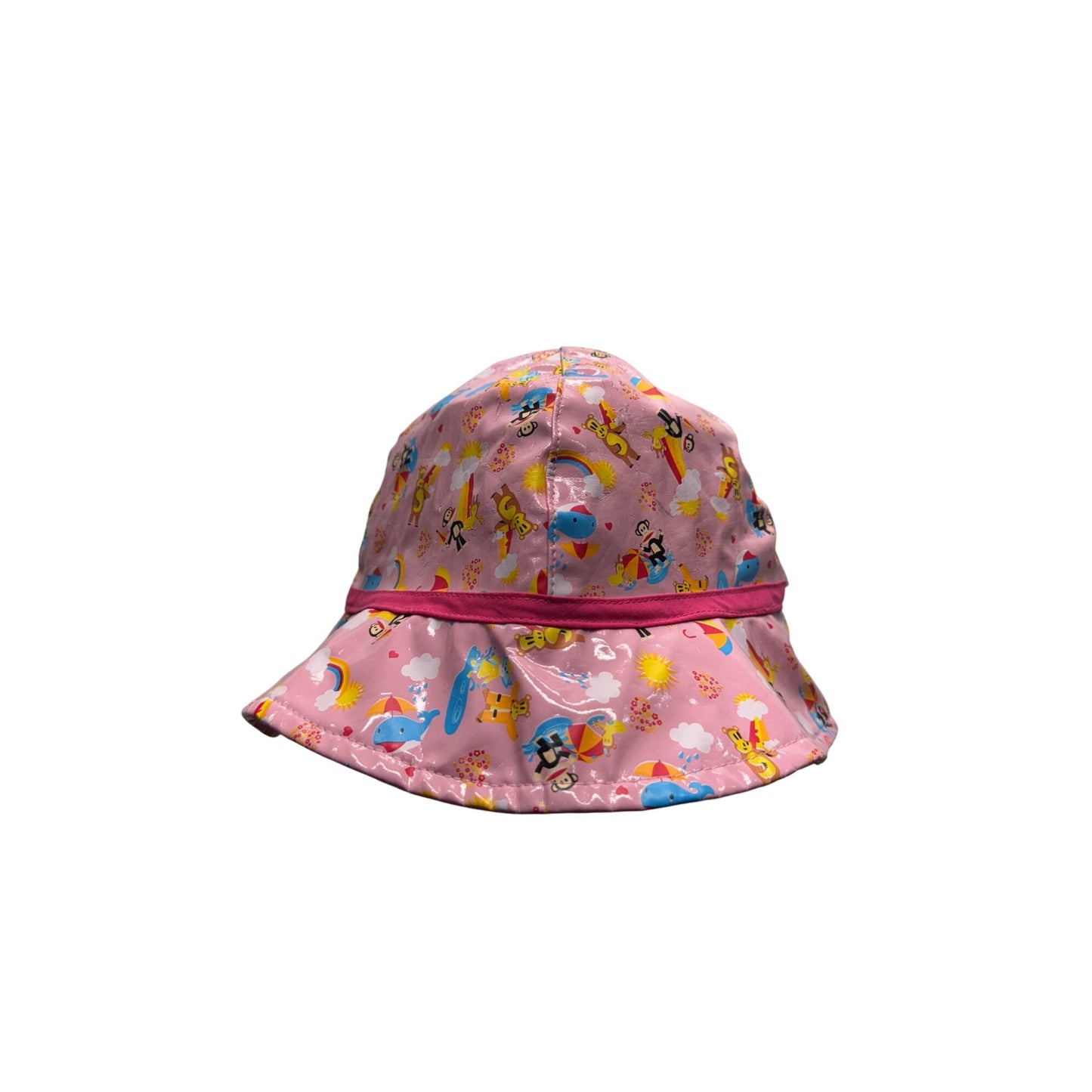 Paul Frank Pink Bucket Hat With Colorful Cartoon Print & Chin Strap #9379