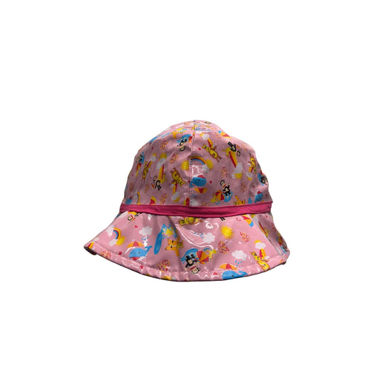 Paul Frank Pink Bucket Hat With Colorful Cartoon Print & Chin Strap #9379
