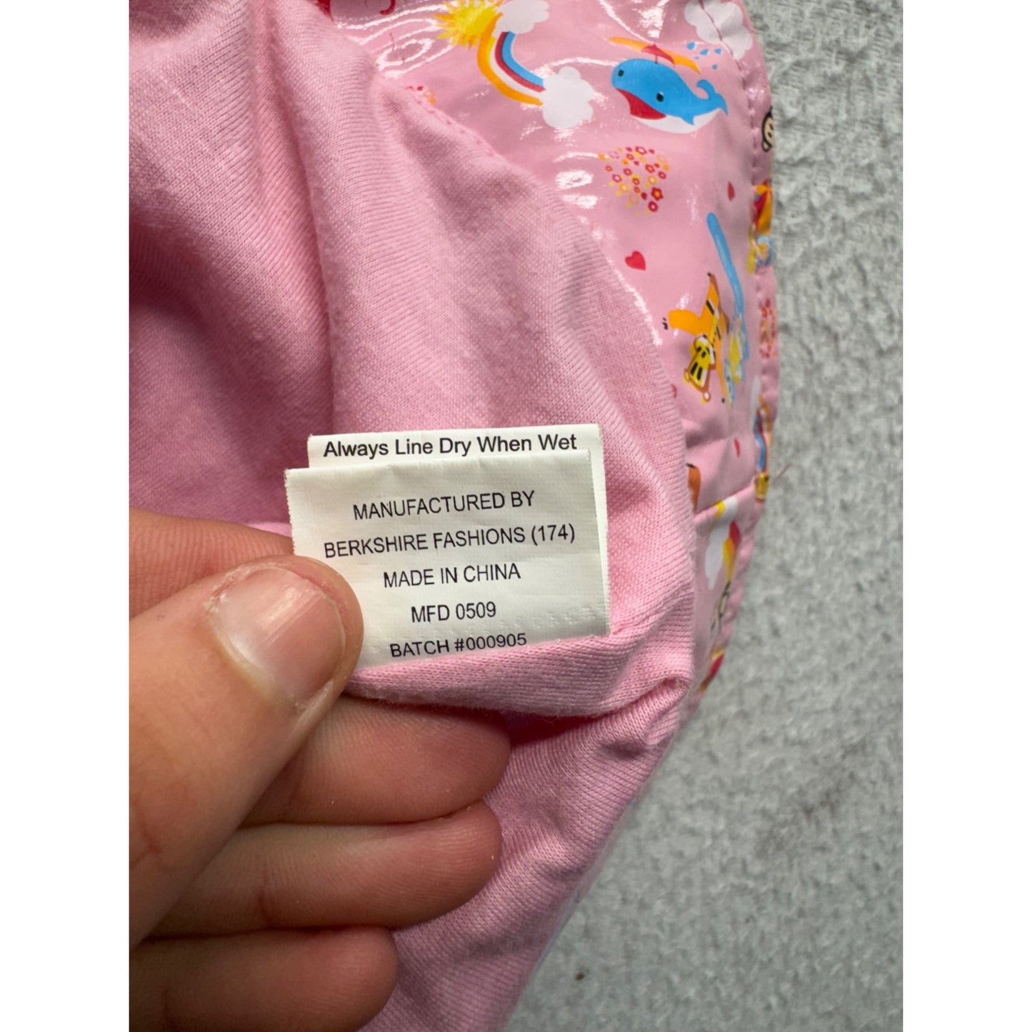 Paul Frank Pink Bucket Hat With Colorful Cartoon Print & Chin Strap #9379