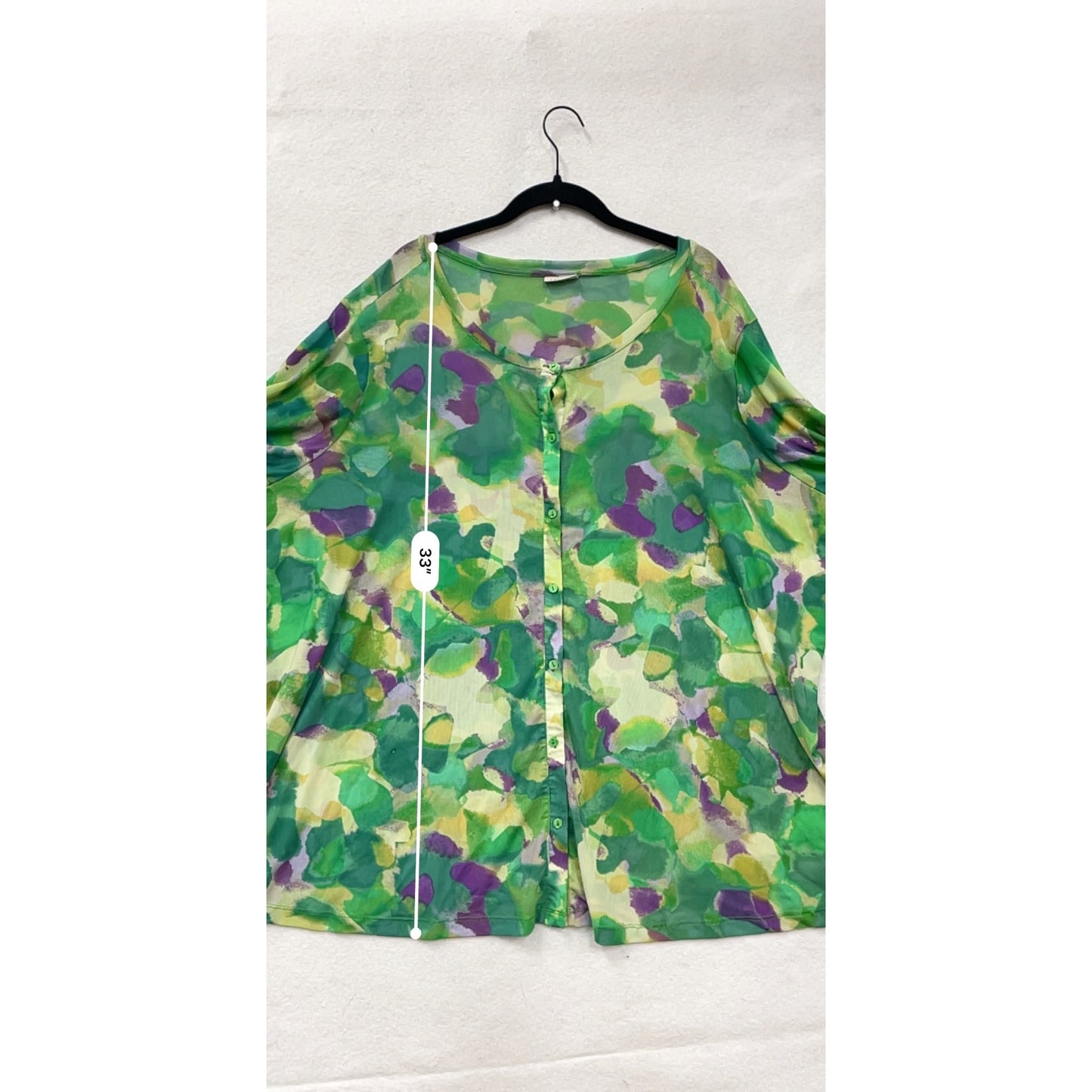 Lori Goldstein Womens Sheer Button-Front Blouse 4X #8243