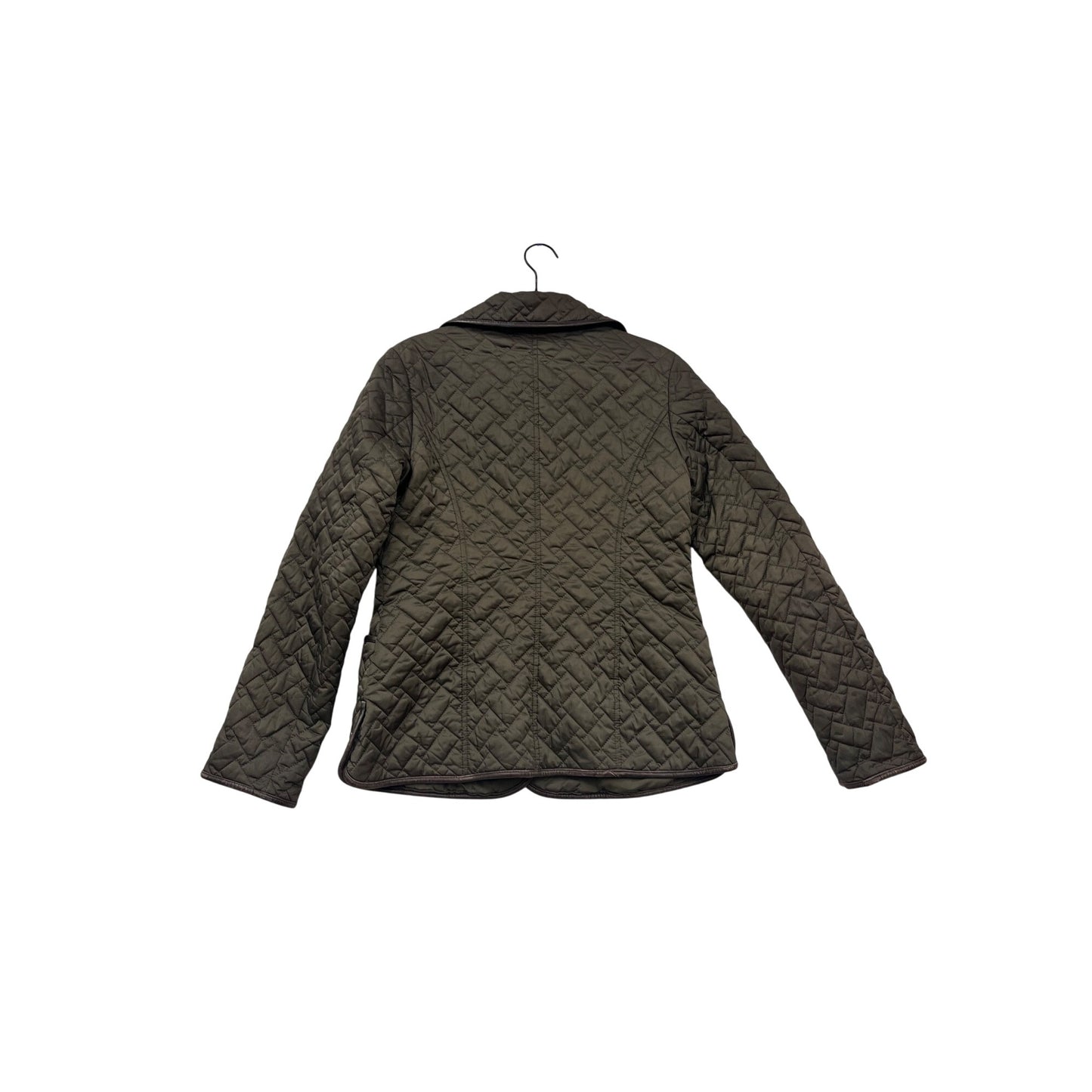 Cole Haan XS Quilted Jacket Olive With Genuine Lambskin Trim Outerwear #975A