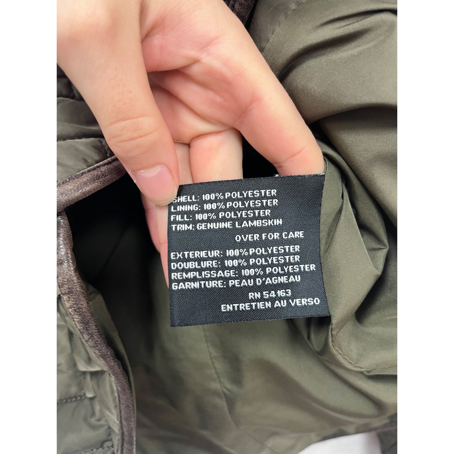 Cole Haan XS Quilted Jacket Olive With Genuine Lambskin Trim Outerwear #975A