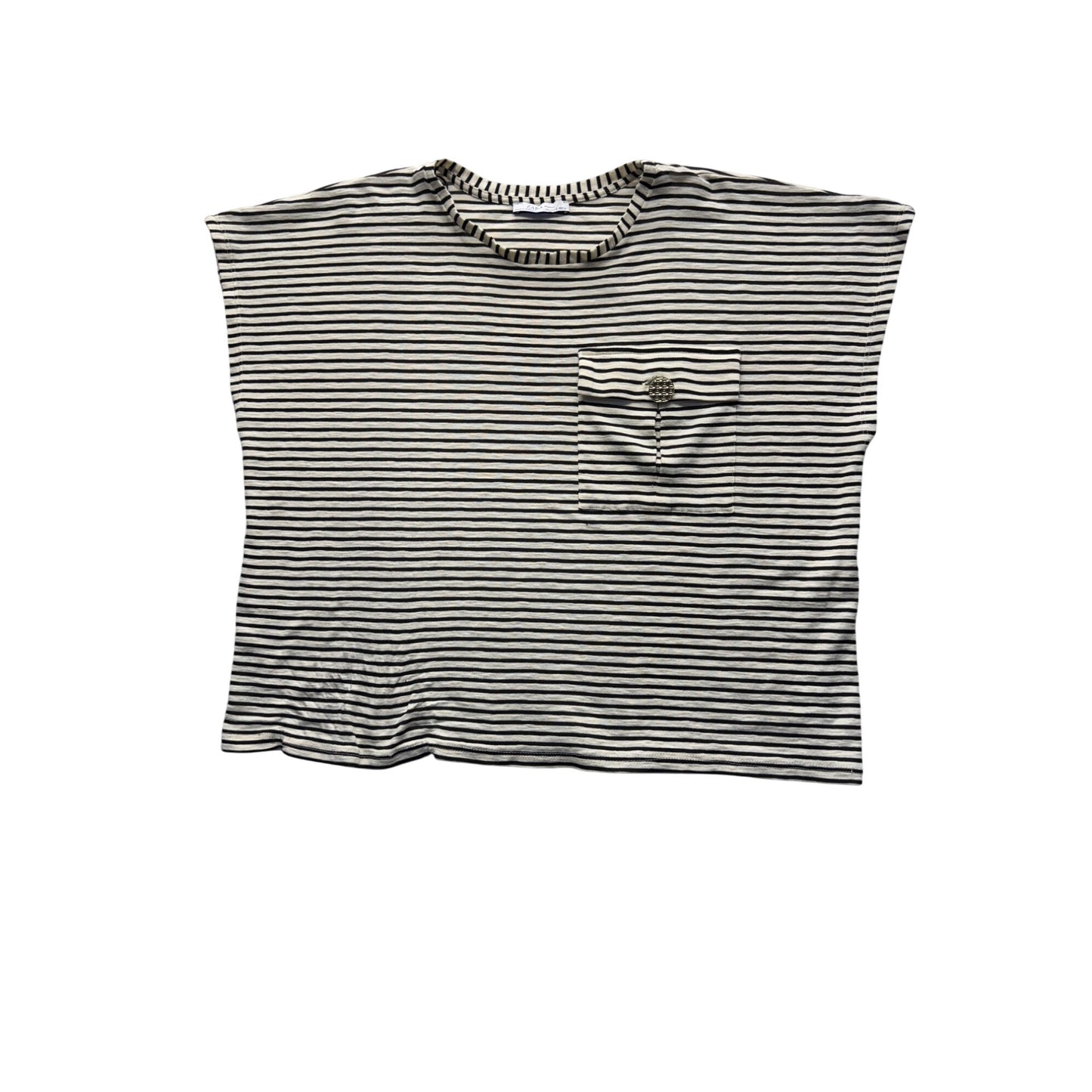 Zara Striped Black & White Pocket Tee #9311
