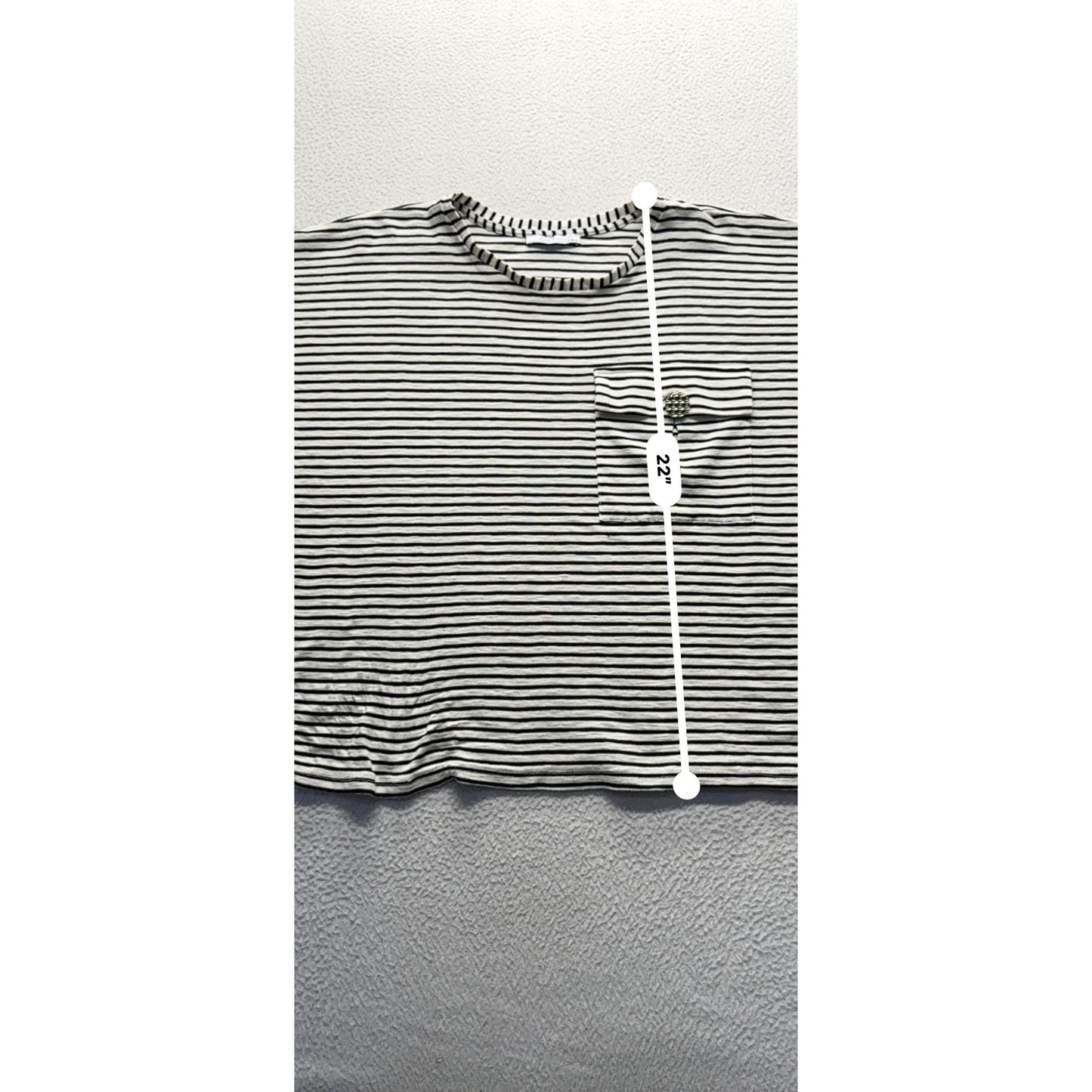 Zara Striped Black & White Pocket Tee #9311