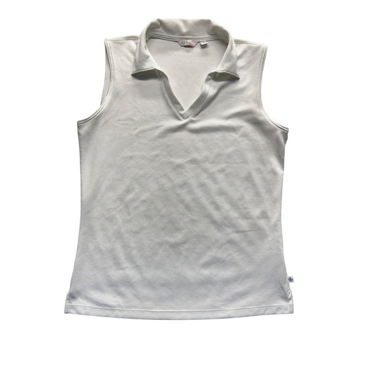 Lady Hagen Essentials White Sleeveless Polo Shirt S Golf Top #9391
