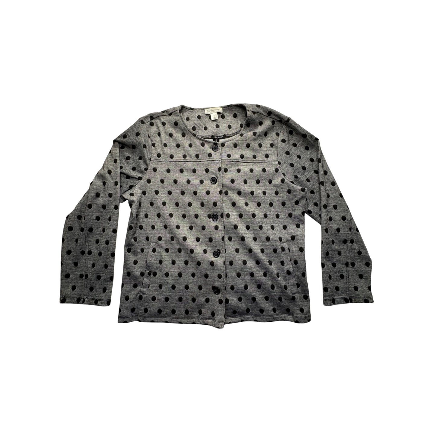 Gray Polka Dot Button-Up Blazer By Christopher & Banks #7696