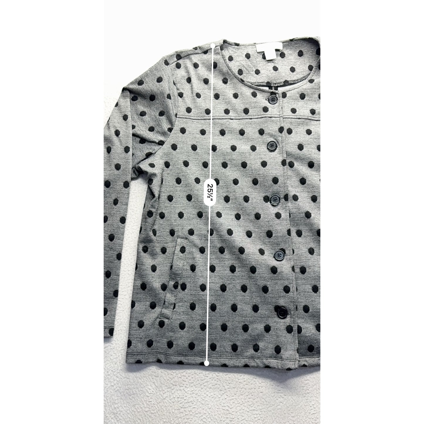 Gray Polka Dot Button-Up Blazer By Christopher & Banks #7696