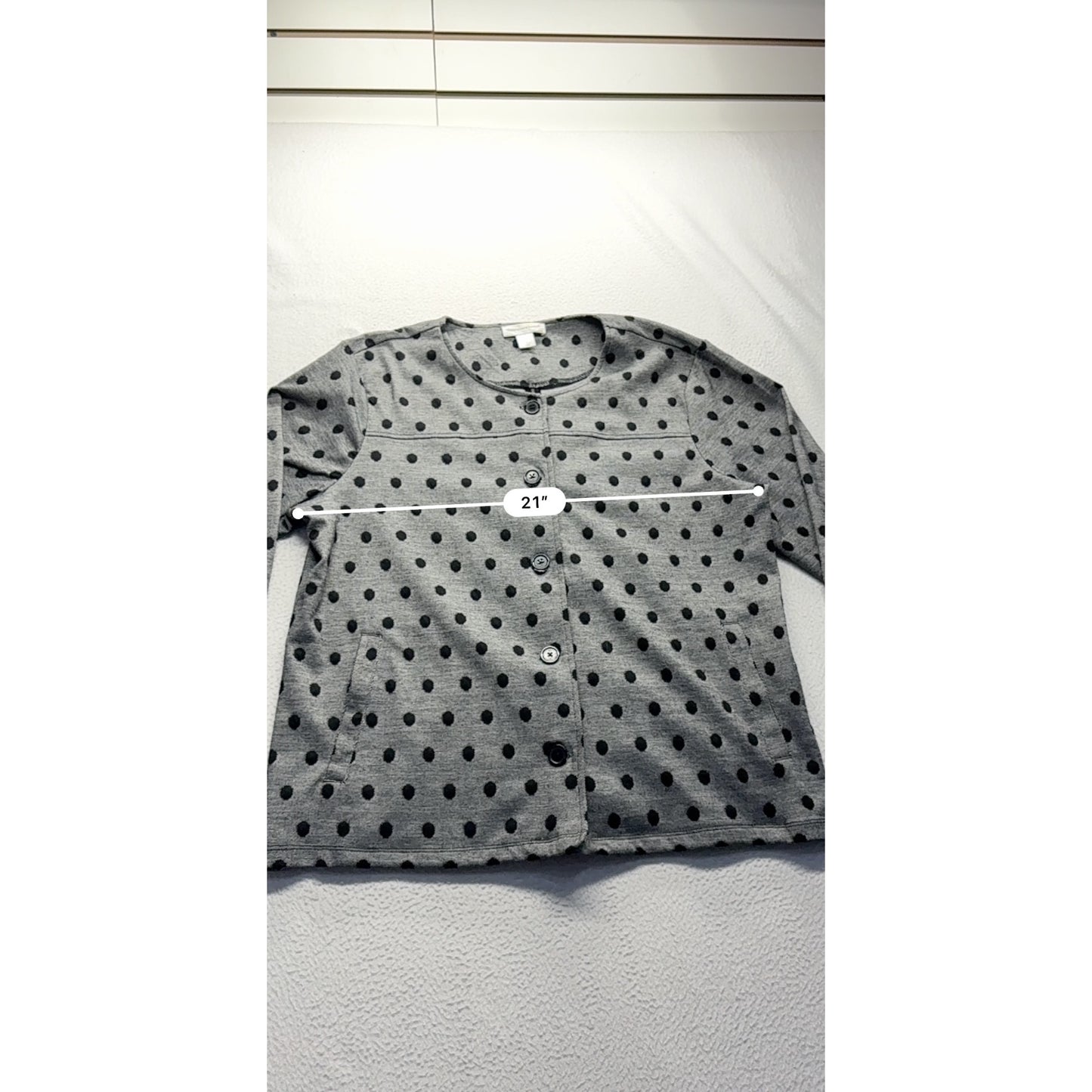 Gray Polka Dot Button-Up Blazer By Christopher & Banks #7696