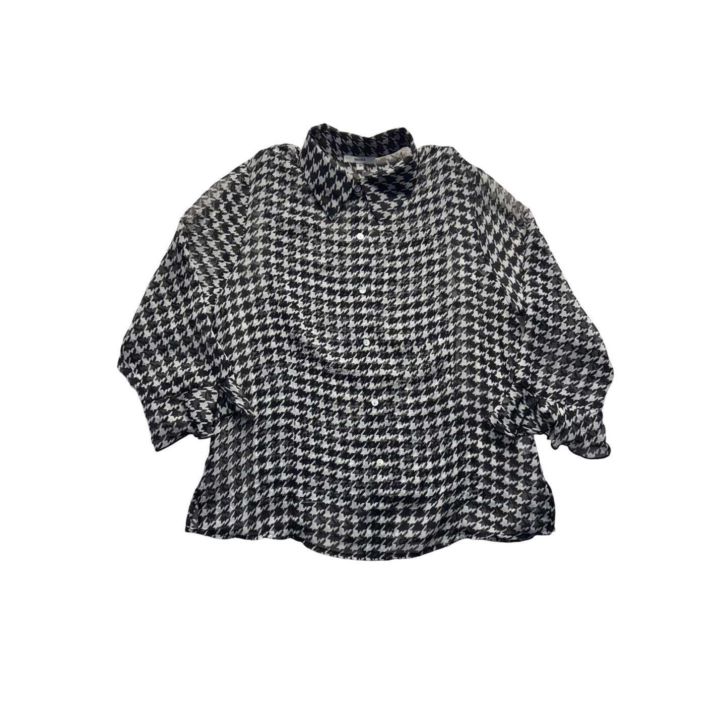 Nicola Black White Houndstooth Print Blouse Shirt Professional Wear #9596