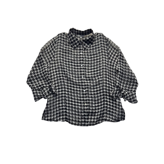 Nicola Black White Houndstooth Print Blouse Shirt Professional Wear #9596