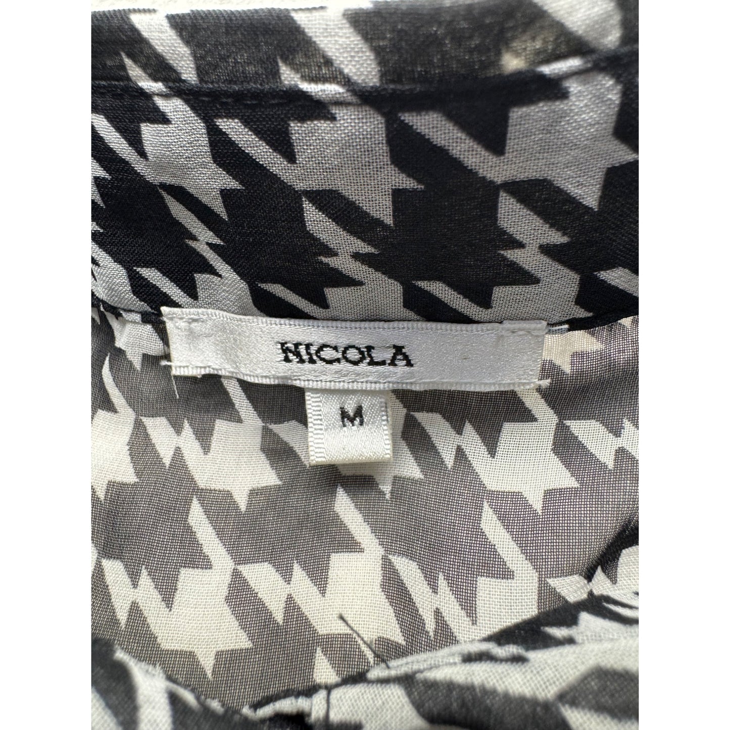 Nicola Black White Houndstooth Print Blouse Shirt Professional Wear #9596